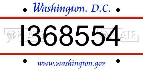 I368554 District Of Columbia License Plate