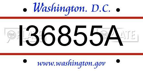 I36855A District Of Columbia License Plate