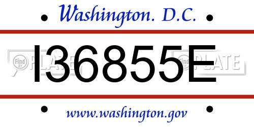 I36855E District Of Columbia License Plate