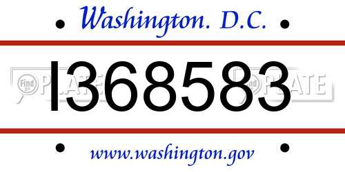 I368583 District Of Columbia License Plate
