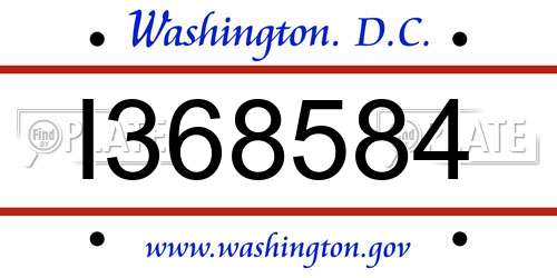 I368584 District Of Columbia License Plate