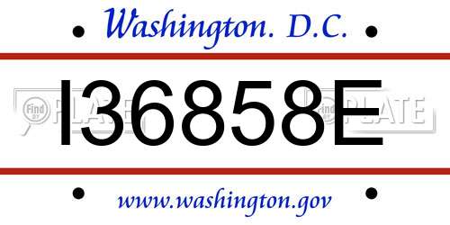 I36858E District Of Columbia License Plate