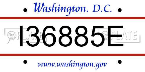 I36885E District Of Columbia License Plate