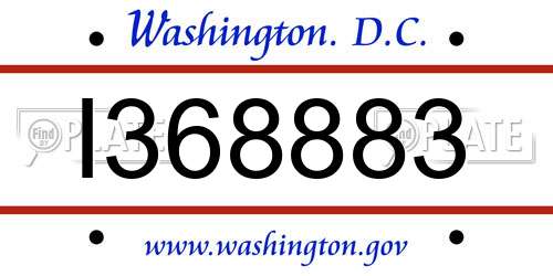 I368883 District Of Columbia License Plate
