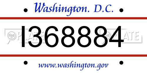 I368884 District Of Columbia License Plate