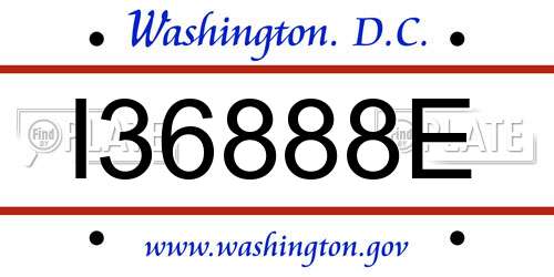 I36888E District Of Columbia License Plate