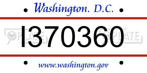 I370360 District Of Columbia License Plate