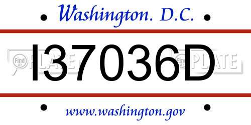 I37036D District Of Columbia License Plate
