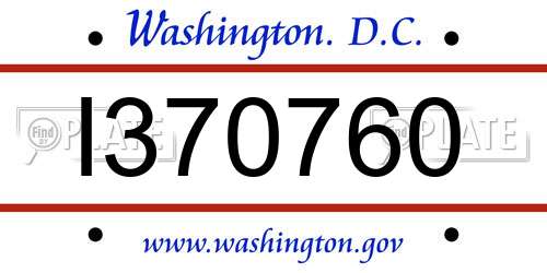 I370760 District Of Columbia License Plate