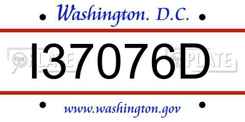 I37076D District Of Columbia License Plate