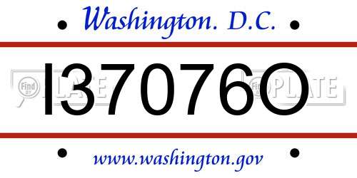 I37076O District Of Columbia License Plate