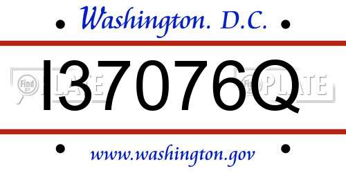I37076Q District Of Columbia License Plate
