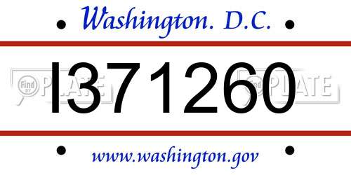 I371260 District Of Columbia License Plate