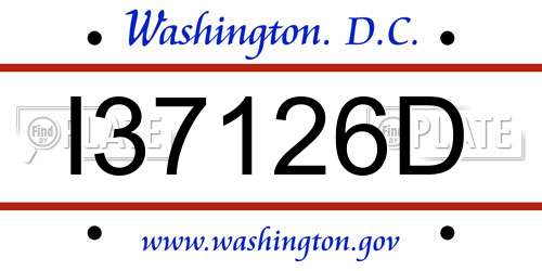 I37126D District Of Columbia License Plate