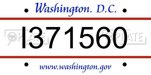 I371560 District Of Columbia License Plate