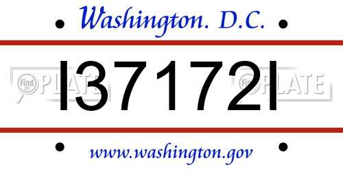 I37172I District Of Columbia License Plate