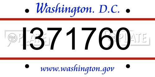 I371760 District Of Columbia License Plate