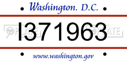 I371963 District Of Columbia License Plate