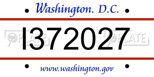 I372027 District Of Columbia License Plate
