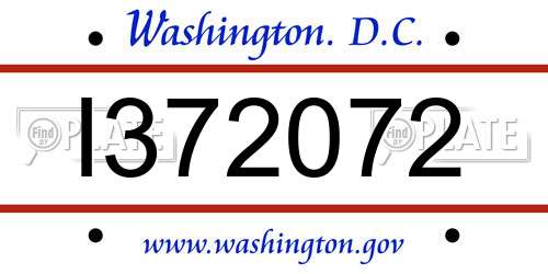 I372072 District Of Columbia License Plate