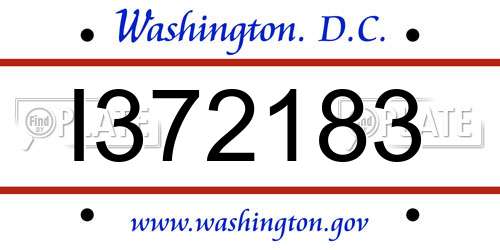 I372183 District Of Columbia License Plate