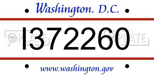 I372260 District Of Columbia License Plate