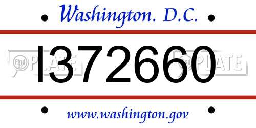 I372660 District Of Columbia License Plate