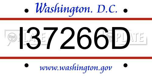 I37266D District Of Columbia License Plate