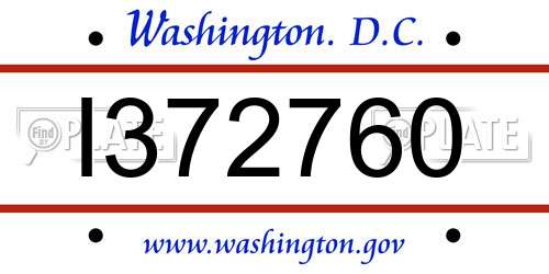 I372760 District Of Columbia License Plate