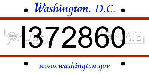 I372860 District Of Columbia License Plate