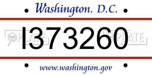 I373260 District Of Columbia License Plate