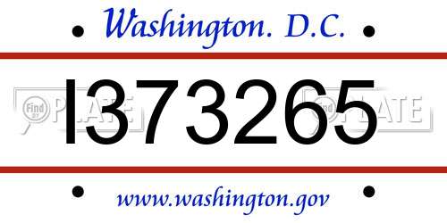 I373265 District Of Columbia License Plate