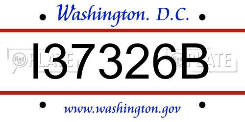 I37326B District Of Columbia License Plate
