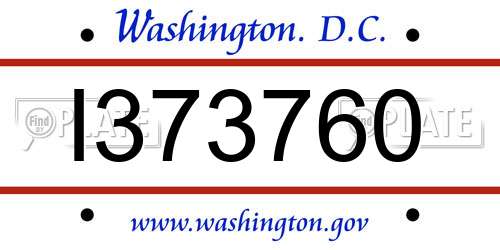I373760 District Of Columbia License Plate