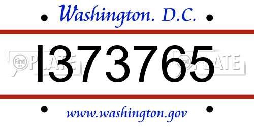 I373765 District Of Columbia License Plate