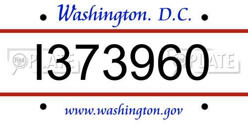 I373960 District Of Columbia License Plate