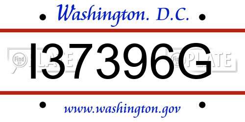 I37396G District Of Columbia License Plate
