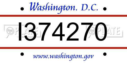 I374270 District Of Columbia License Plate