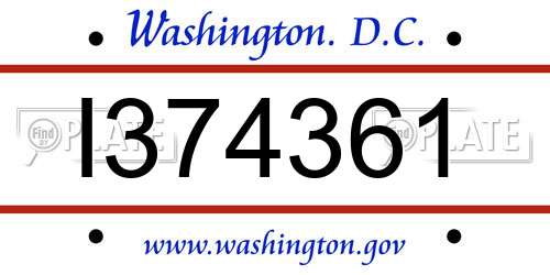 I374361 District Of Columbia License Plate