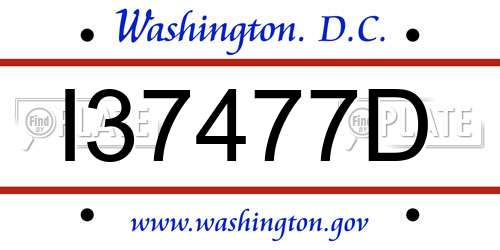 I37477D District Of Columbia License Plate