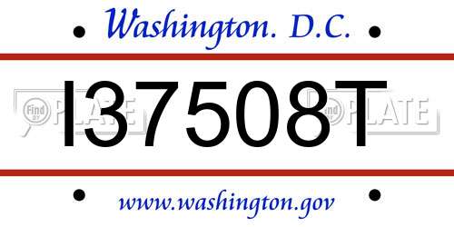 I37508T District Of Columbia License Plate