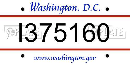 I375160 District Of Columbia License Plate