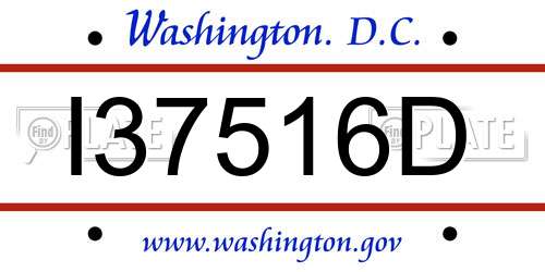 I37516D District Of Columbia License Plate