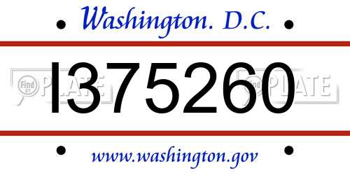 I375260 District Of Columbia License Plate