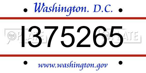 I375265 District Of Columbia License Plate