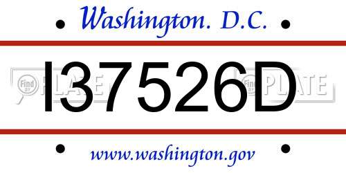 I37526D District Of Columbia License Plate