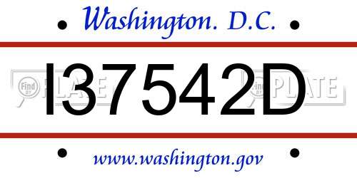 I37542D District Of Columbia License Plate
