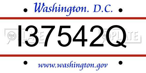I37542Q District Of Columbia License Plate