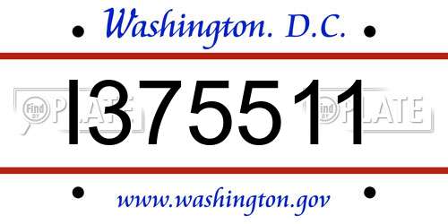 I375511 District Of Columbia License Plate