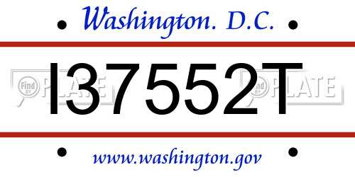 I37552T District Of Columbia License Plate